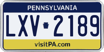 PA license plate LXV2189