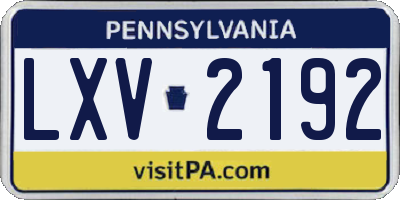 PA license plate LXV2192