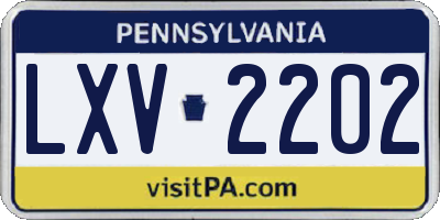 PA license plate LXV2202
