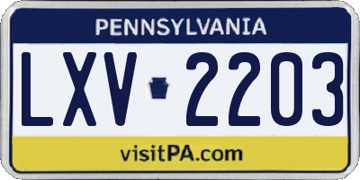 PA license plate LXV2203