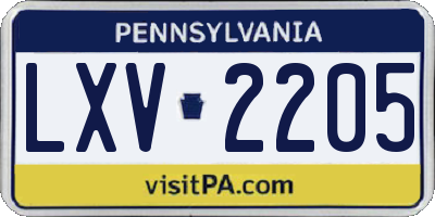 PA license plate LXV2205