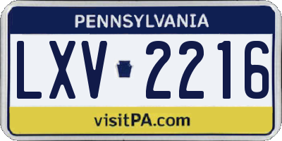 PA license plate LXV2216