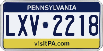 PA license plate LXV2218
