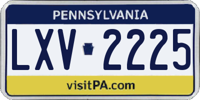PA license plate LXV2225