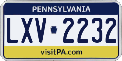 PA license plate LXV2232