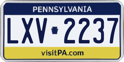 PA license plate LXV2237