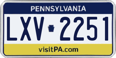 PA license plate LXV2251
