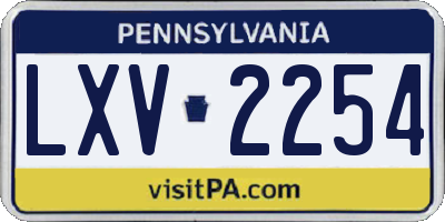 PA license plate LXV2254