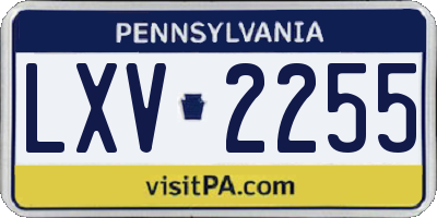 PA license plate LXV2255