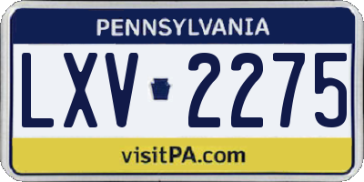 PA license plate LXV2275