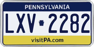 PA license plate LXV2282