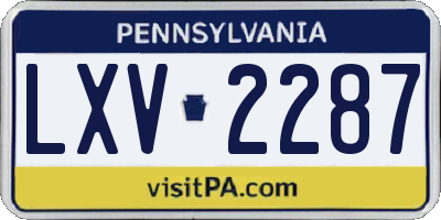 PA license plate LXV2287