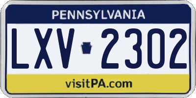 PA license plate LXV2302