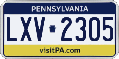 PA license plate LXV2305