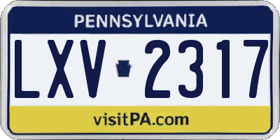 PA license plate LXV2317