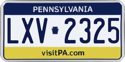 PA license plate LXV2325