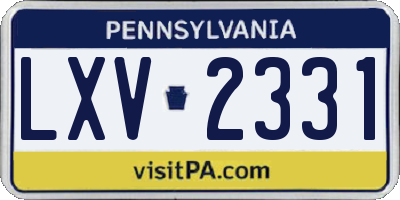 PA license plate LXV2331