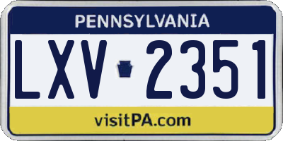 PA license plate LXV2351