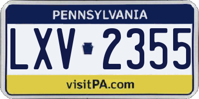 PA license plate LXV2355