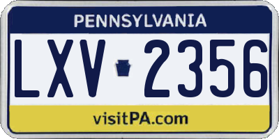 PA license plate LXV2356
