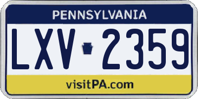 PA license plate LXV2359