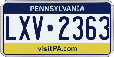PA license plate LXV2363