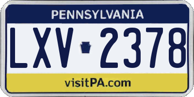 PA license plate LXV2378