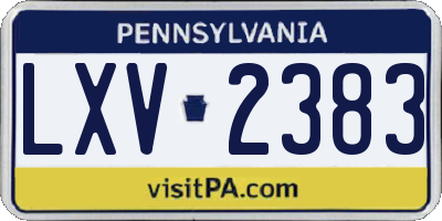 PA license plate LXV2383