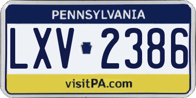 PA license plate LXV2386