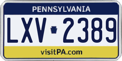 PA license plate LXV2389