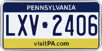 PA license plate LXV2406