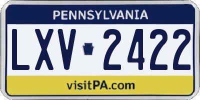 PA license plate LXV2422