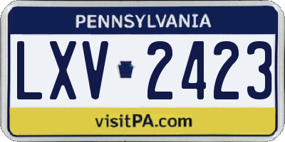 PA license plate LXV2423