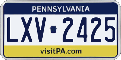 PA license plate LXV2425