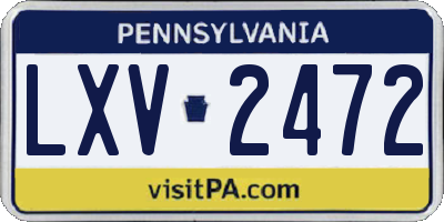 PA license plate LXV2472