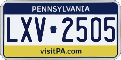 PA license plate LXV2505