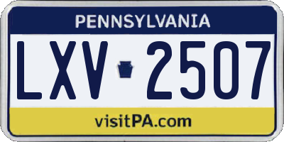 PA license plate LXV2507