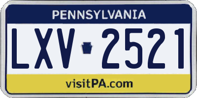PA license plate LXV2521