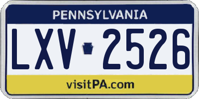 PA license plate LXV2526