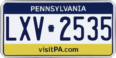 PA license plate LXV2535