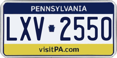 PA license plate LXV2550