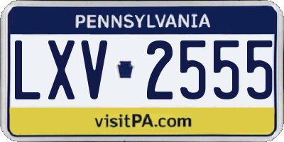 PA license plate LXV2555