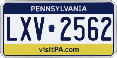 PA license plate LXV2562