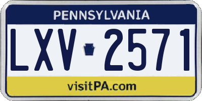 PA license plate LXV2571