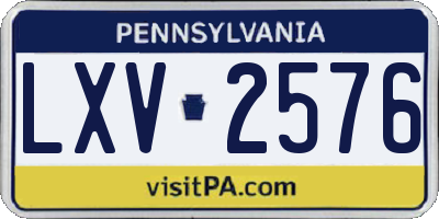 PA license plate LXV2576