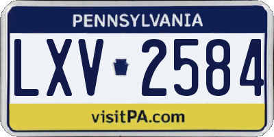 PA license plate LXV2584