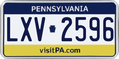 PA license plate LXV2596