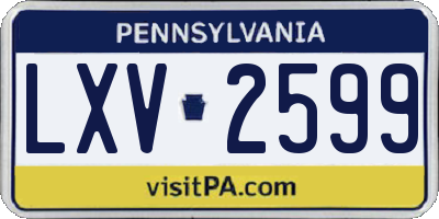 PA license plate LXV2599