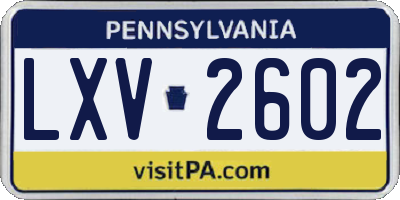 PA license plate LXV2602