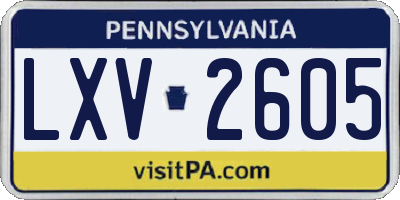PA license plate LXV2605